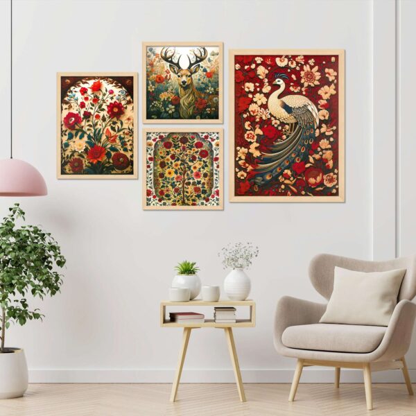 SET OF 4 DIGITAL WALL PAINTING