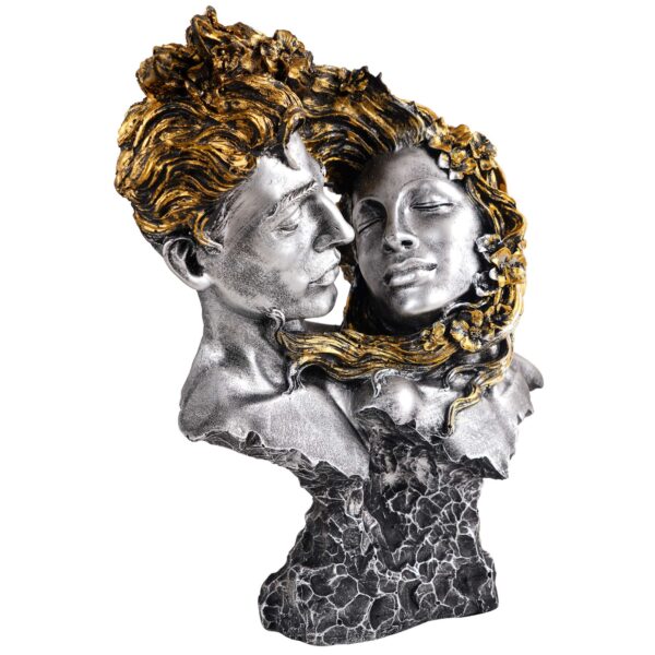 Love Couple Face Statue silver and golden Showpiece for Home Decor  Valentine Day Gift | Resin Decorative Showpiece  showpiece - Image 2