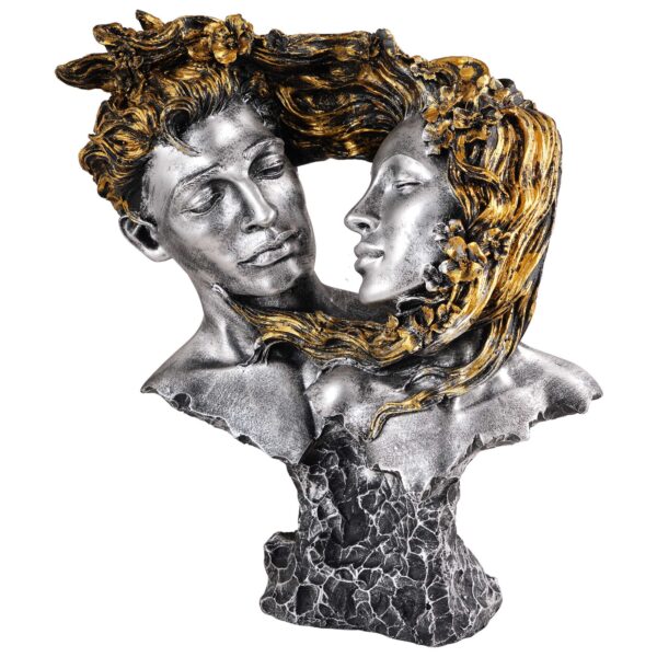 Love Couple Face Statue silver and golden Showpiece for Home Decor  Valentine Day Gift | Resin Decorative Showpiece  showpiece - Image 3