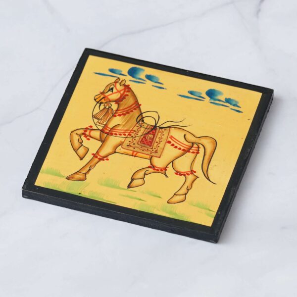 Wooden horse hand painted tea coaster - Image 2