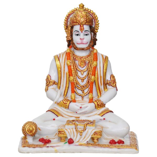 Lord Hanuman Sitting Statue with gada & Reading Book Decorative Showpiece - Image 3